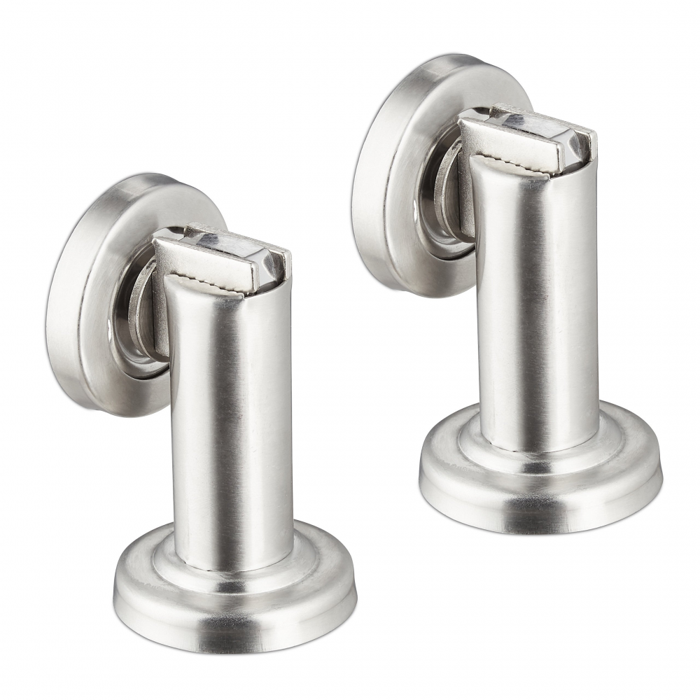 2er-set, Magnetischer Türstopper, Magnetischer Türkeil, Edelstahl, Zur Boden- Oder Wandmontage, Silber