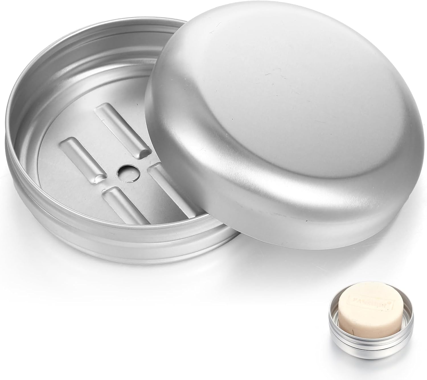 Set Mit 2 Wasserdichten Seifenschalen Aus Aluminium Mit Abtropffläche Für Zuhause, Reisen Und Camping (rund)