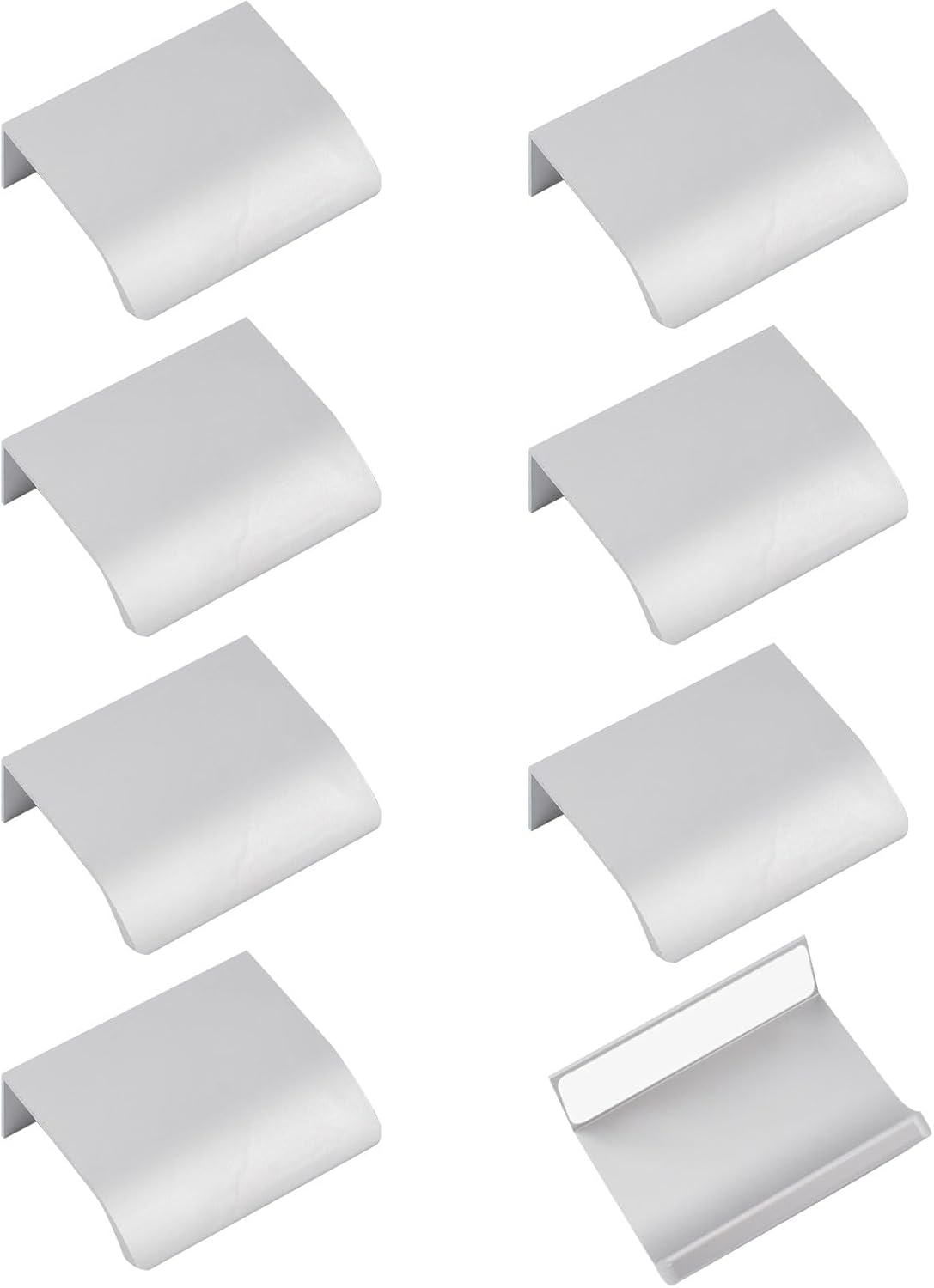 Set Mit 8 Fingerkantengriffen, Moderne, Selbstklebende Schubladengriffe Aus Aluminiumlegierung Für Schränke, 80 Mm/silber
