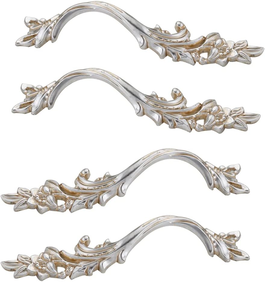 Set Mit 4 (96 Mm) Luxuriösen Retro-metallgriffen In Silber Für Türen, Kommoden, Schubladen, Küche, Badezimmer, Schränke