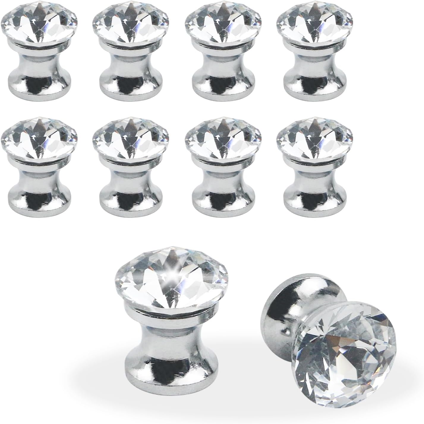 Set Mit 10 Mini-kristallknöpfen Für Schubladen, Schmuckkästchen Und Geschenkboxen Mini-diamantgriffe Mit Einem Loch, 14 Mm