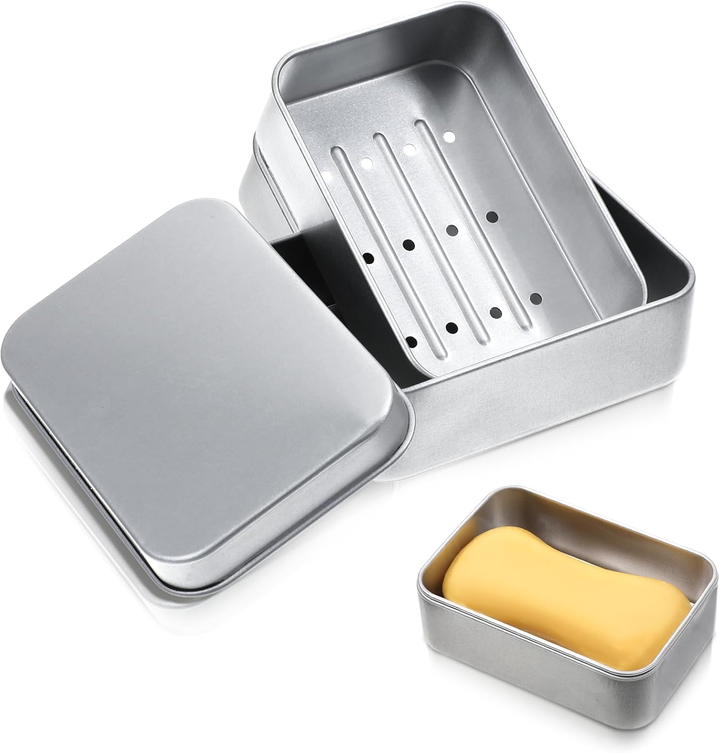 (96x68x30mm, 6 Stück) Auslaufsichere Reise-seifenbox Aus Aluminium Mit Herausnehmbarem Abtropfgitter, Geeignet Für Hostels, Hotels, Studentenwohnheime Und Badezimmer