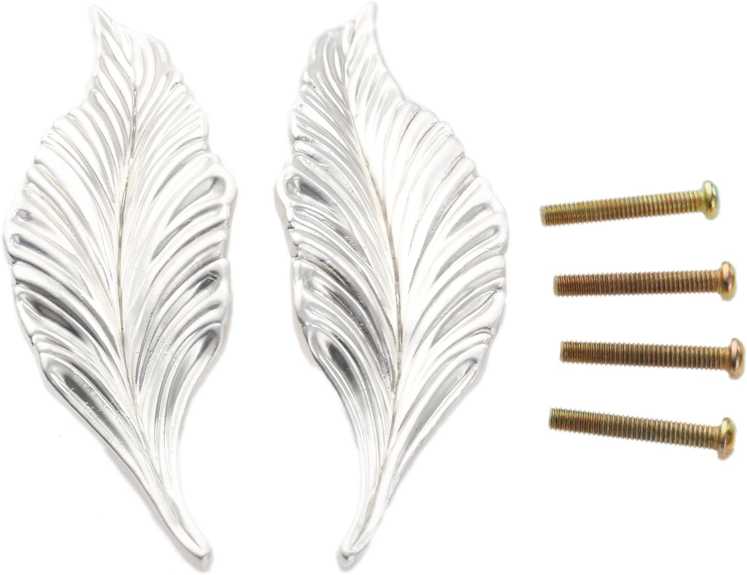 Blattförmige Möbelknöpfe, Silberfarben, 2er-set, Zinklegierung, Art-deco-stil, Für Kommode, Schublade, Badezimmer, Schlafzimmer, Wohnzimmer Und
