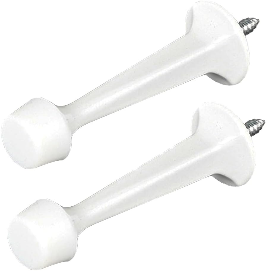 Set Mit 2 Türstoppern Aus Zinklegierung, Wandschutz Mit Gummipuffer Für Den Innen- Und Außenbereich, 73 Mm, Weiß