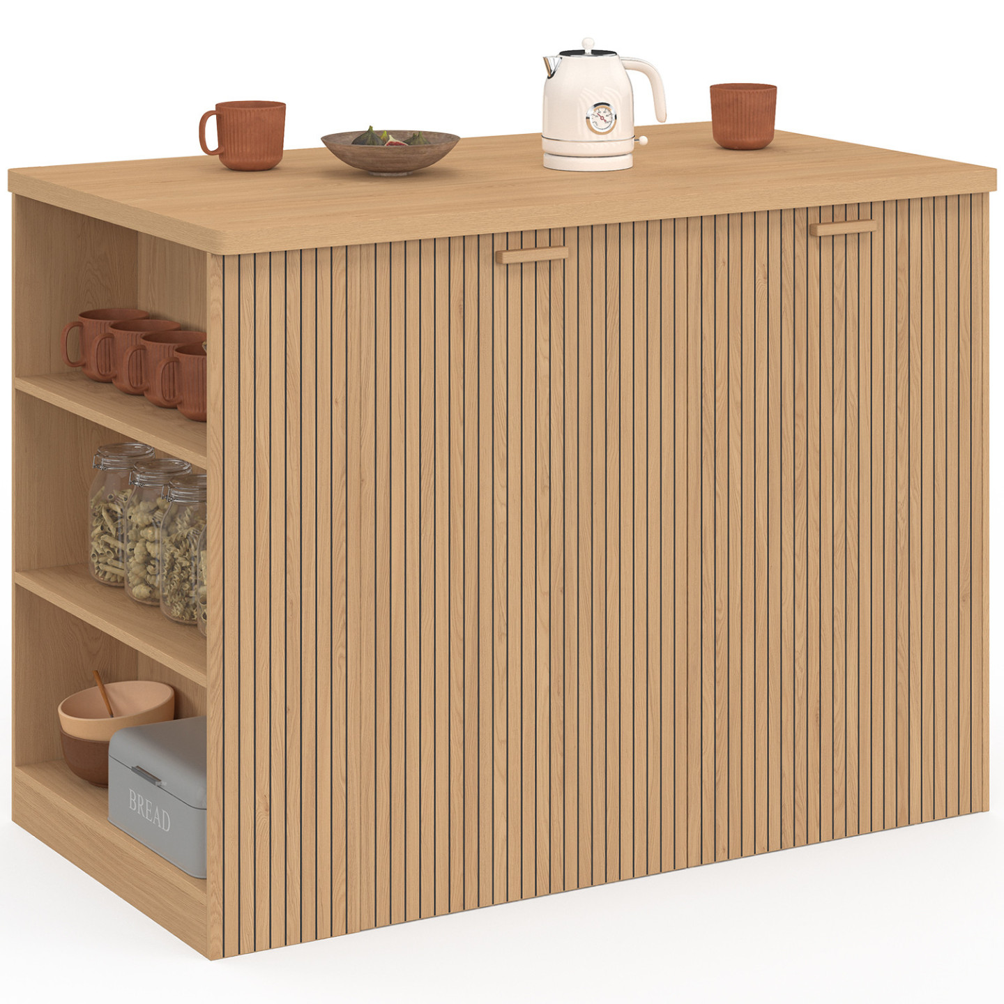Mittelinsel Juliette 120 Cm Latteneffekt Holzleiste