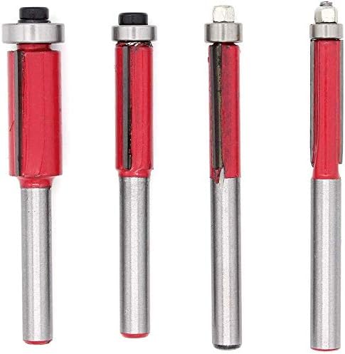 Satz Mit 4 1/4"-kopierfräsern, Holzbearbeitungsfräser, Mit Oberem Anlaufring, Bündigfräser