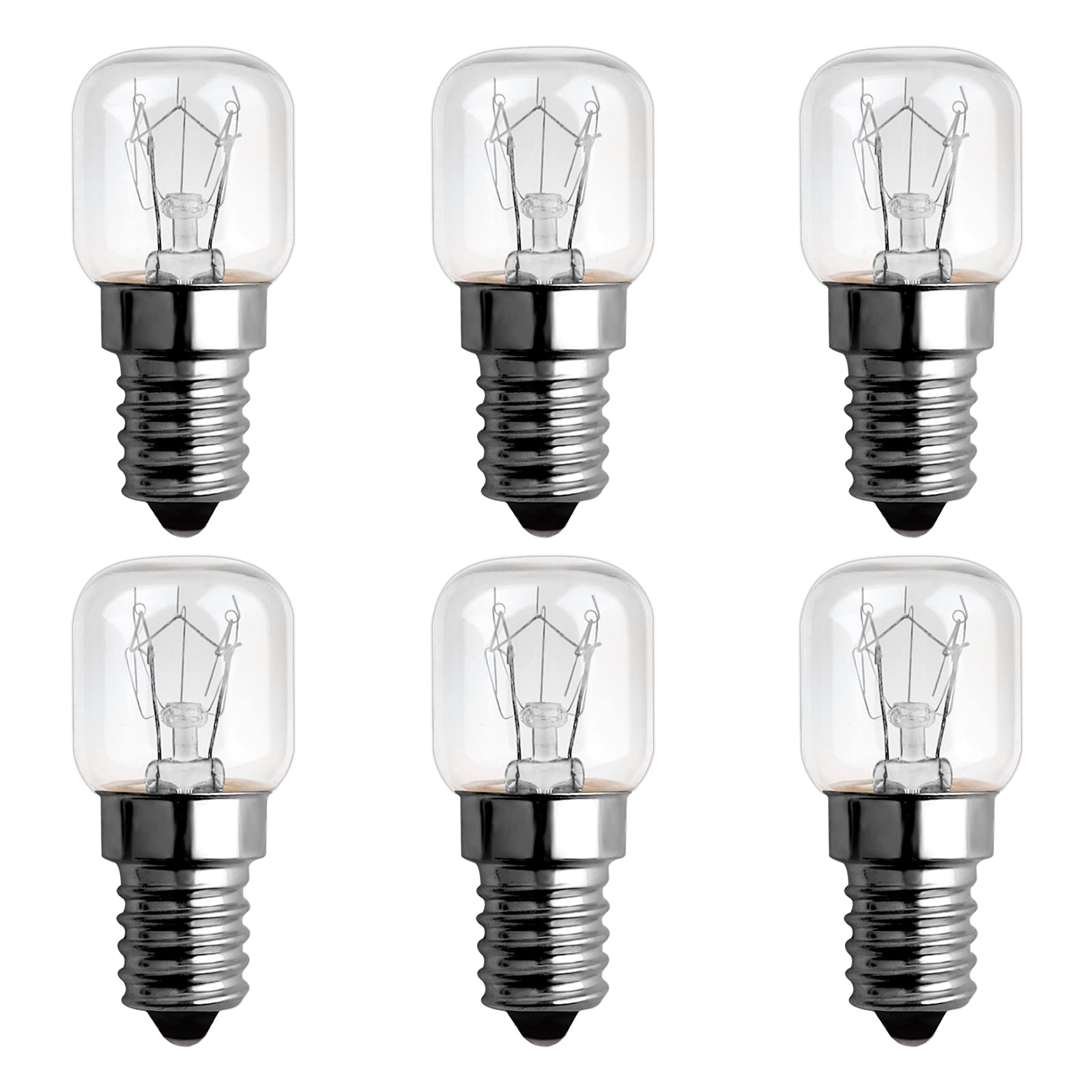Dimmbare Ofenlampe E14, 15 W, 300 °c, 220–240 V Wechselstrom, E14 T22 Glühlampe, 85 Lm, Warmweiß 2300 K, Kleiner E14-schraubsockel, Zwerglampe Für Mikrowelle, Backofen, Salzkristalllampe, 6er-pack