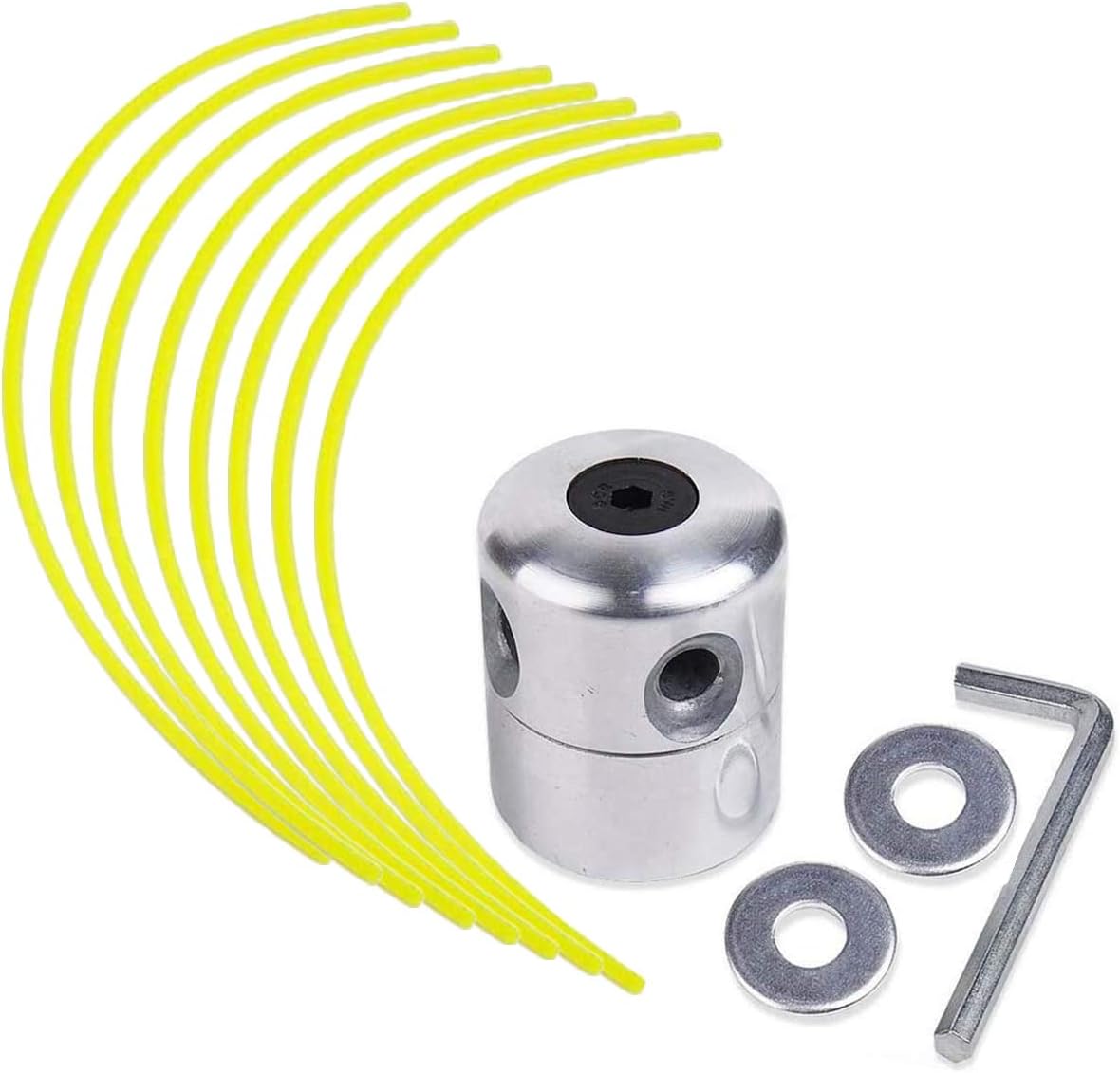 Schneidkopf Aus Aluminium, Freischneiderkopf, Trimmerkopfspule, Universelles Nylonfaden-set Für Benzin-freischneider Mit 1 Fadenkopf + 8 Fäden (gelber Kreis)