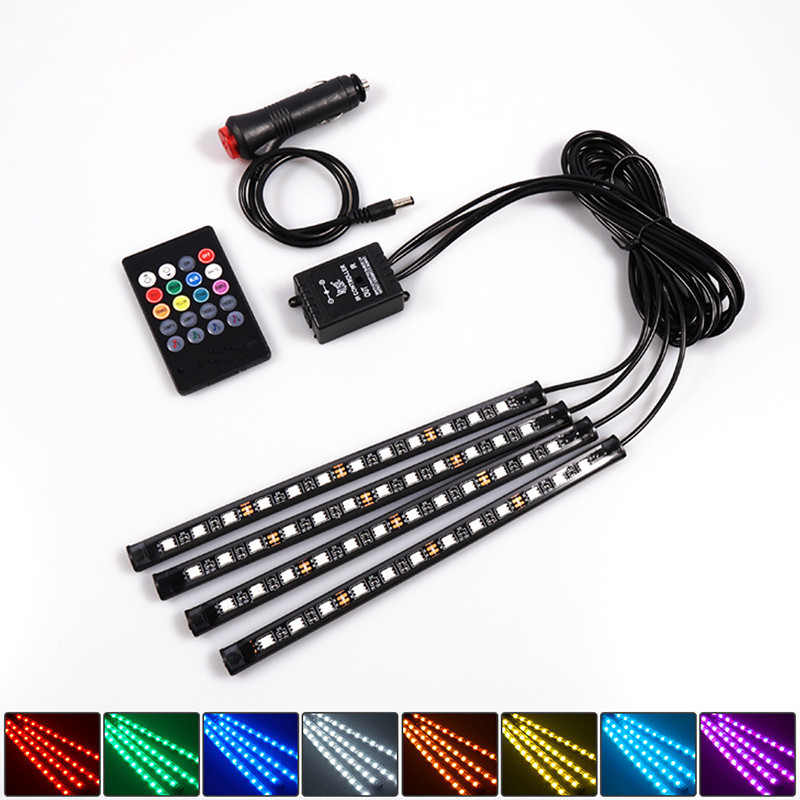 Fahrzeuginnenbeleuchtung, 4er-set Led-lampen – 72 Mehrfarbige Leds – Innenbeleuchtung Mit Soundfunktion Und Kabelloser Fernbedienung – 12 V Dc, Cmodihi