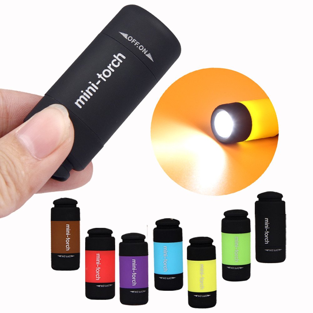 Set Mit 7 Bunten Mini-led-taschenlampen, Wiederaufladbar Über Usb Mit Drehschalter