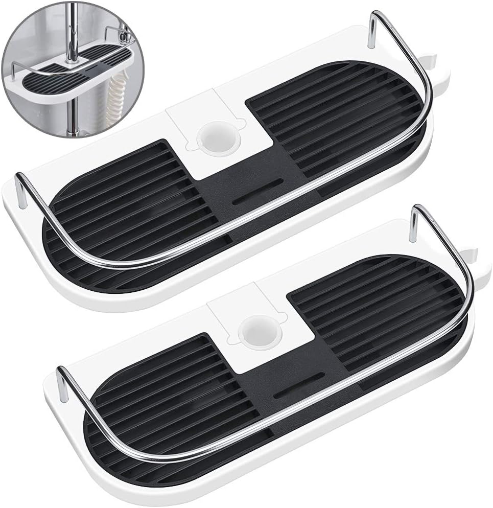 Set Mit 2 Bohrfreien Duschablagen Für Duschstangen – Badezimmer-organizer Für Shampoo, Kompatibel Mit Stangen Von 19–25 Mm Durchmesser
