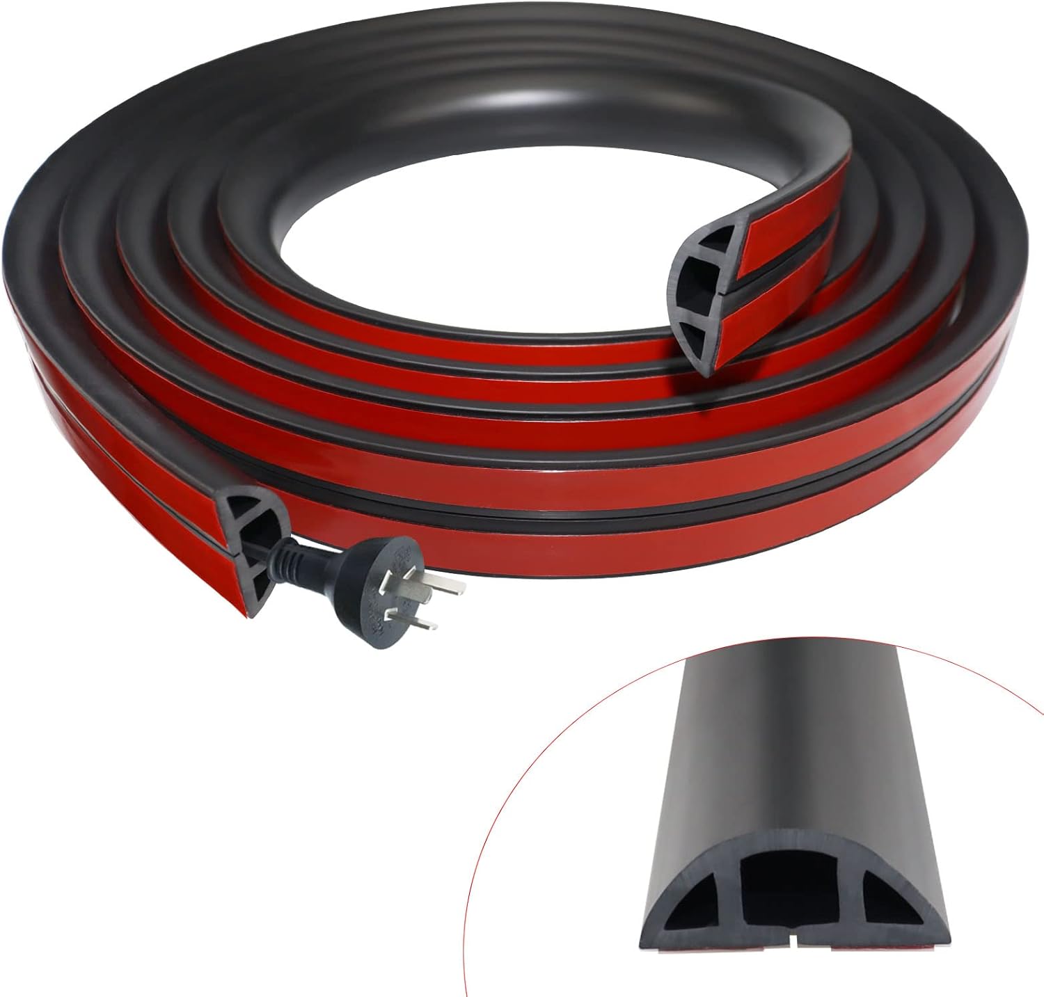 Ineasicer 1m Pvc-klebe-bodenkanal, Flexibler Kabelschutz Für Büro, Zuhause, Lagerhalle, Konzerthalle (schwarz)