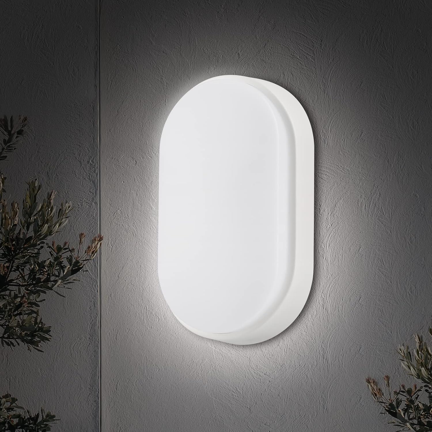Elliptische Led-wand-, Decken- Und Leuchte, 20 W, 4000 K, 1000 Lm, Schutzart Ip54, Für Den Innen- Und Außenbereich – Weiß