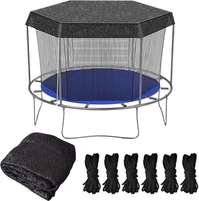 Sonnenschutz Für Trampolin, 8 Zoll, 6 Stangen, Mit Seilen, Uv-schutz, Wasserdicht, Staubdicht, Zubehör Inklusive.