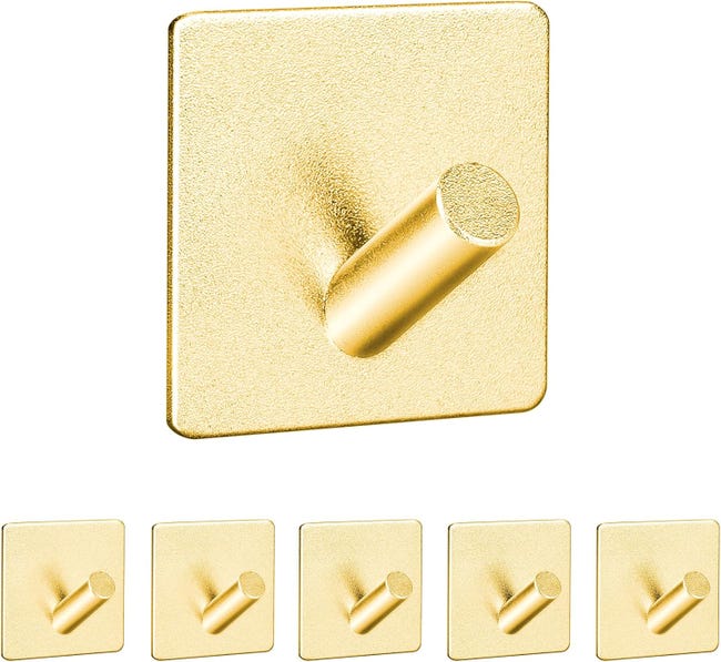 Selbstklebende Wandhaken, 6er-set, Handtuchhaken, Geeignet Für Bad Und Küche, Wasserfest, Goldfarben.