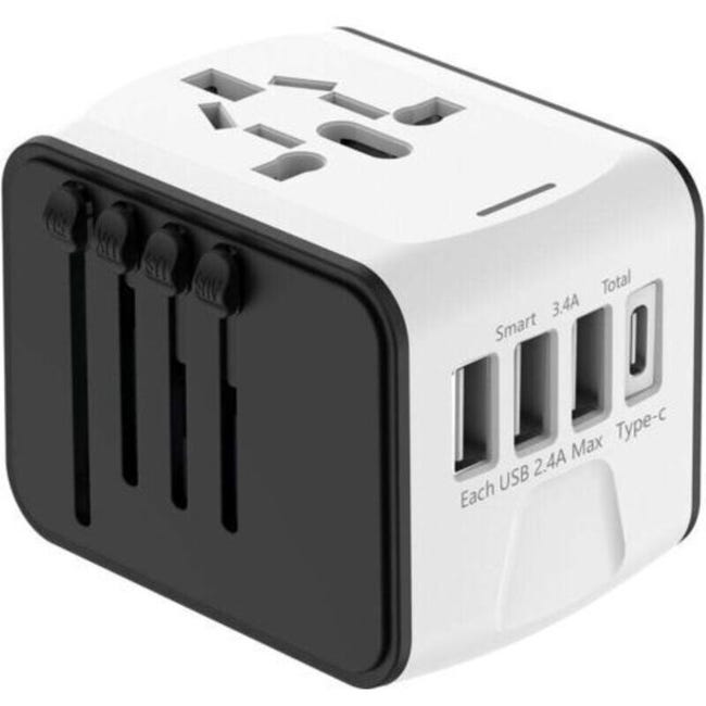 Universeller 18-w-reiseadapter, 3 Usb-anschlüsse + 1 Typ-c-anschluss, Standardstecker.