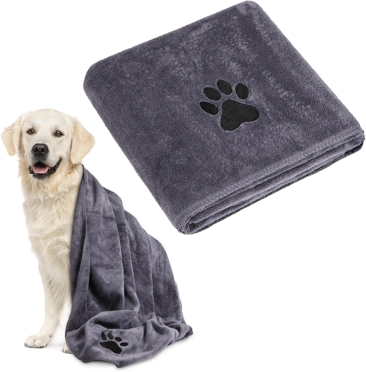 Extra Saugfähiges Hundehandtuch, 140 X 70 Cm, Großes Hundebadetuch, Mikrofaser-hundehandtücher, Weiche Hundehandtücher Zum Baden, Schwimmen Und Für Regentage, Grau