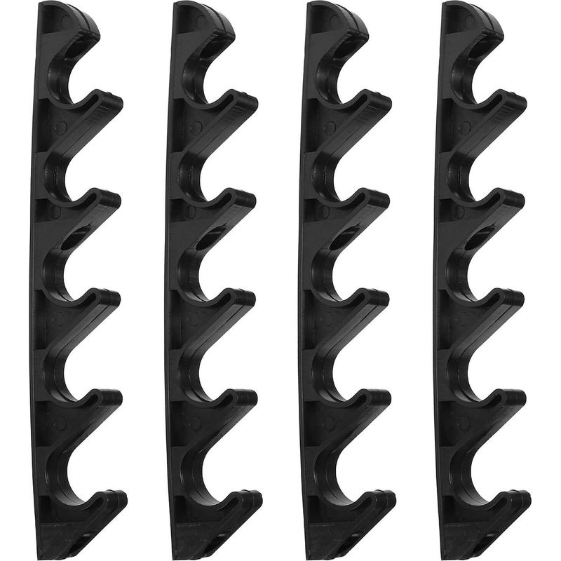 4-teiliges Verstellbares Liegestuhl-set Mit Haken, Schwarzer Kunststoff, Robuster Versteller Für Garten- Und Campingstühle