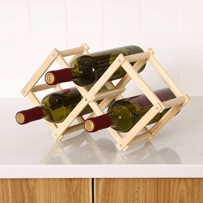 Flaschenregal – Horizontales Weinregal Aus Bambus, 29 X 12 X 17 Cm, Faltbar, Für 3 Flaschen – Organizer Für Wein-, Wasser- Und Limonadenflaschen – Küchendekoration