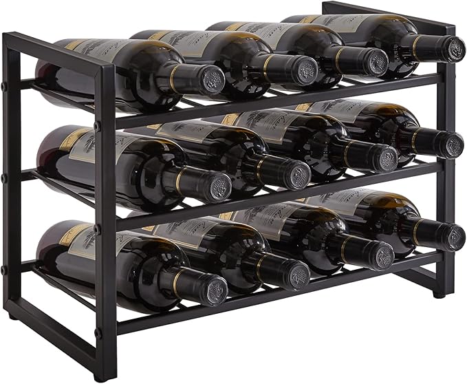 Stapelbares Weinregal, Flaschenhalter, 3 Ebenen Für 12 Flaschen, Einsätze Für Schrank, Arbeitsplatte, Speisekammer, Bar, Kleine Räume, Edelstahl-wasserflaschenhalter, Dianao 12-zoll-weinglashalter In