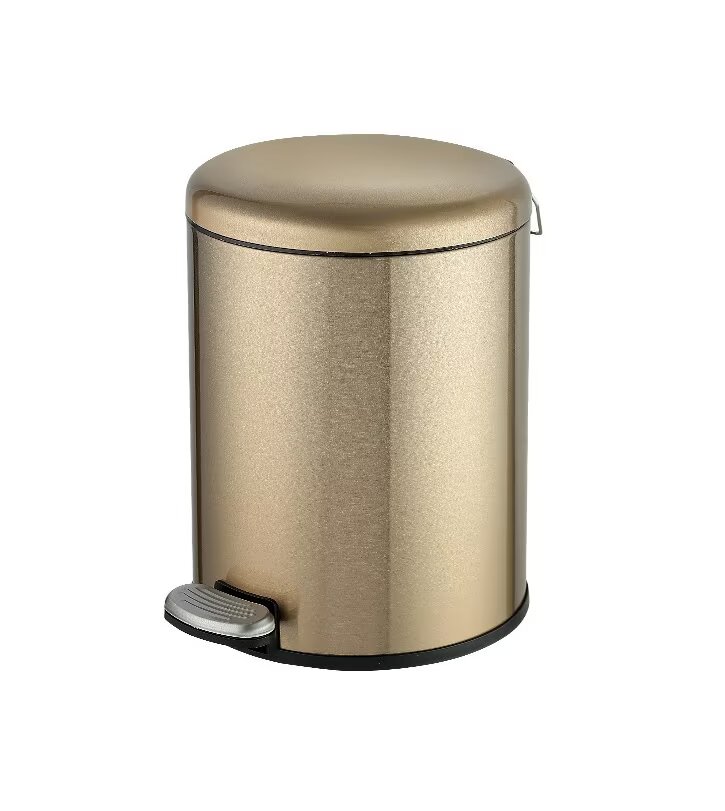 Edelstahl-badezimmerabfalleimer, Treteimer, 6 L, Champagnergold