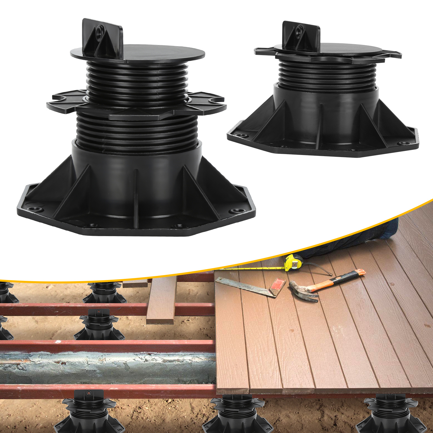 Jiubiaz Stelzlager Höhenverstellbar 30 Stück Stellfuss 60-140mm Plattenlager - Stelzlager Für Terrassenplatten-unterkonstruktion Holz, Wpc Und Stein