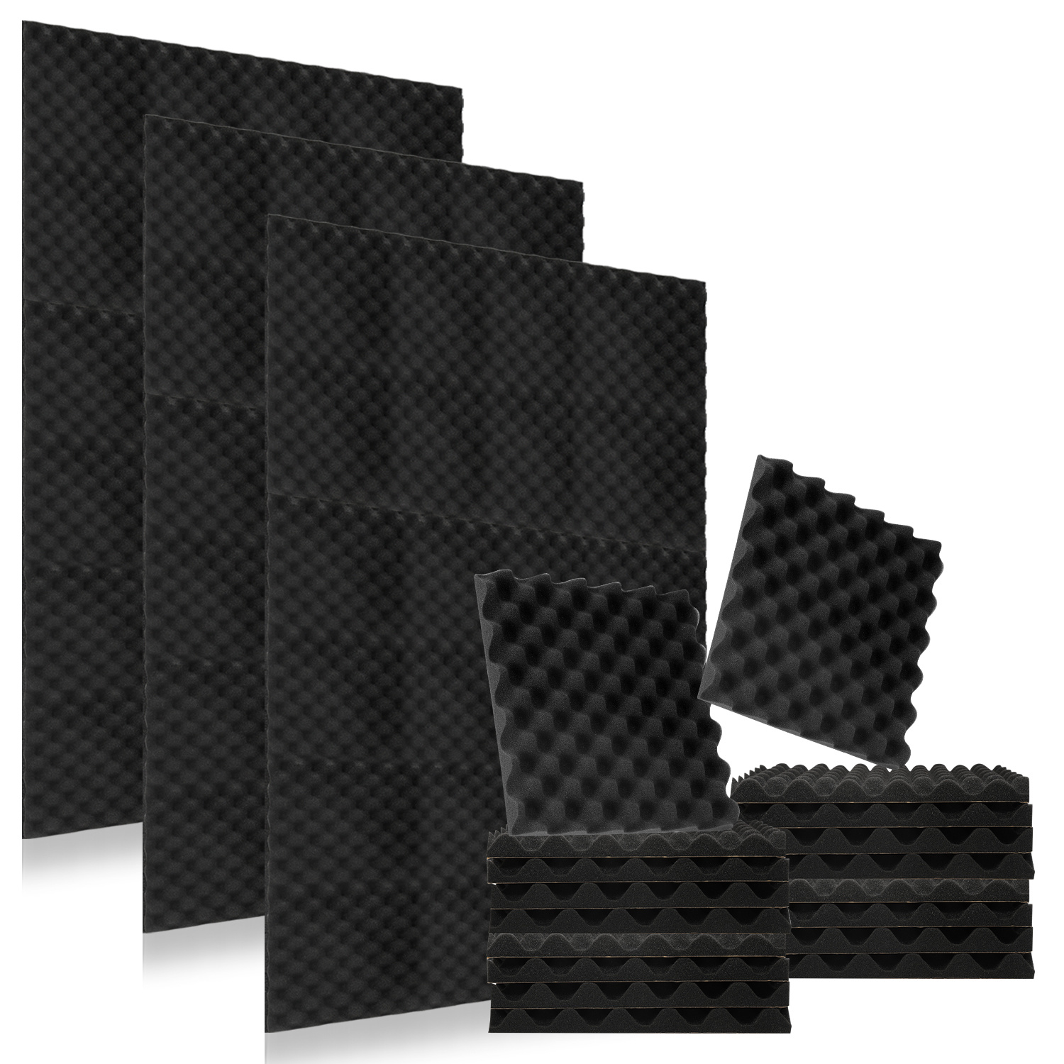 Jiubiaz 72 Stück Akustikschaumstoff Akustikschaum Matten 30 X 30 X 2.5cm Schalldämmmatten Zur Effektiven Schaumstoff Fliesen Wellenprofil Schwarz