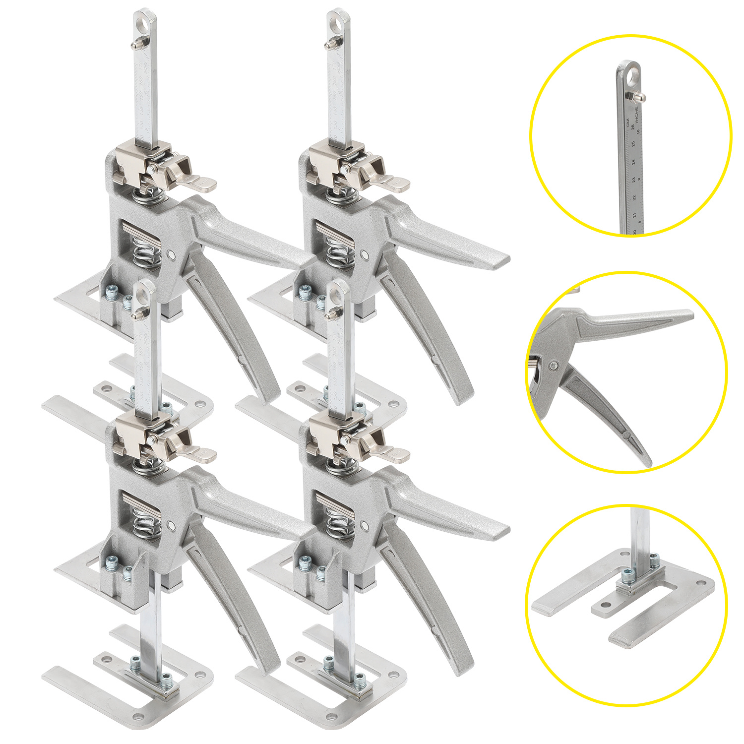 Jiubiaz Möbelheber 4er Set Bis 150 Kg, Höhenverstellbarer Hebearm Mit Skala, Montagehilfe Für Möbel Türen Fenster Platten