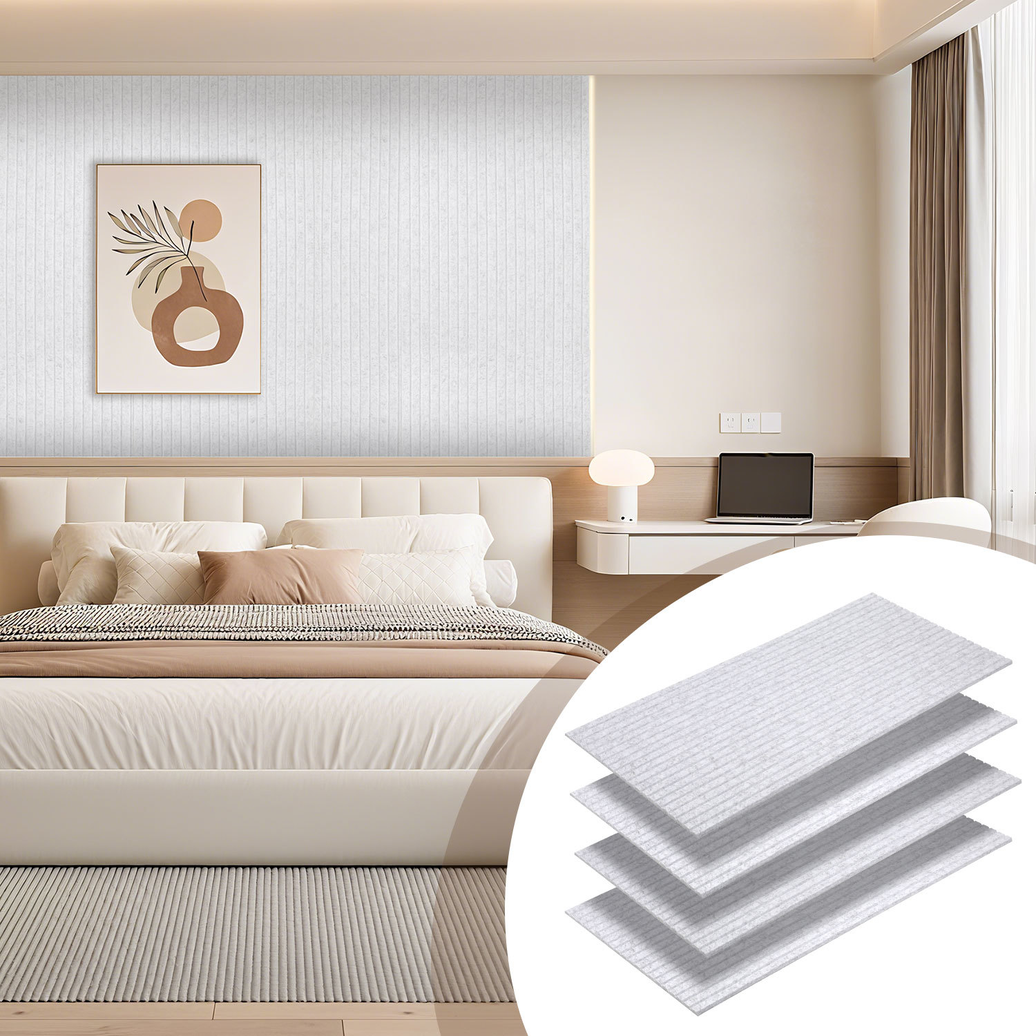 Jiubiaz Akustikpaneele Selbstklebend, 4 Stück Akustikplatten Aus Filz 120 X 60 X 0,9 Cm Grau, Schallabsorber Mit Vertikalen Rillen