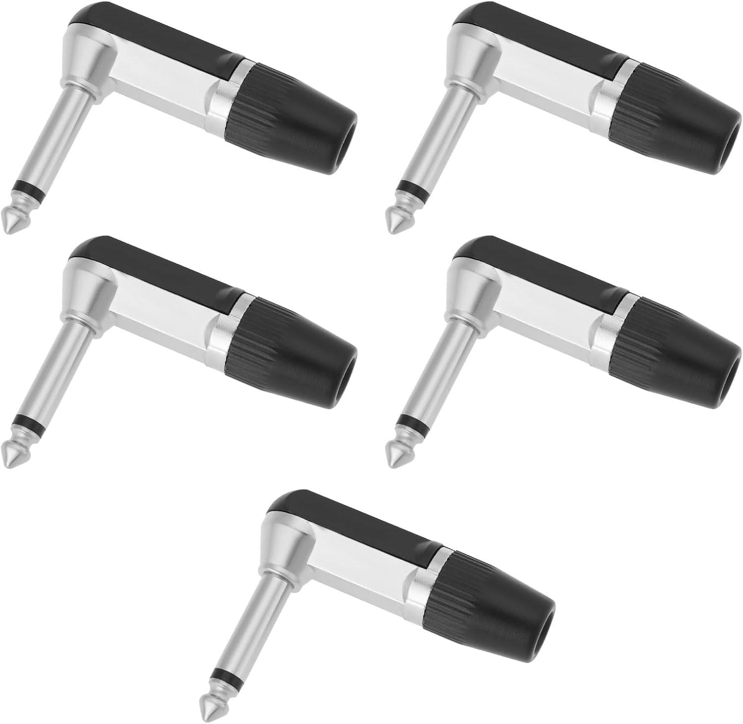 Jssevn-5 Stecker, 6,35 Mm (1/4") 90° 2-polige Ts-mono-klinkenstecker In Nickel Für Mikrofone, Kopfhörer, Audio, Video, Av, Pc (schwarz)