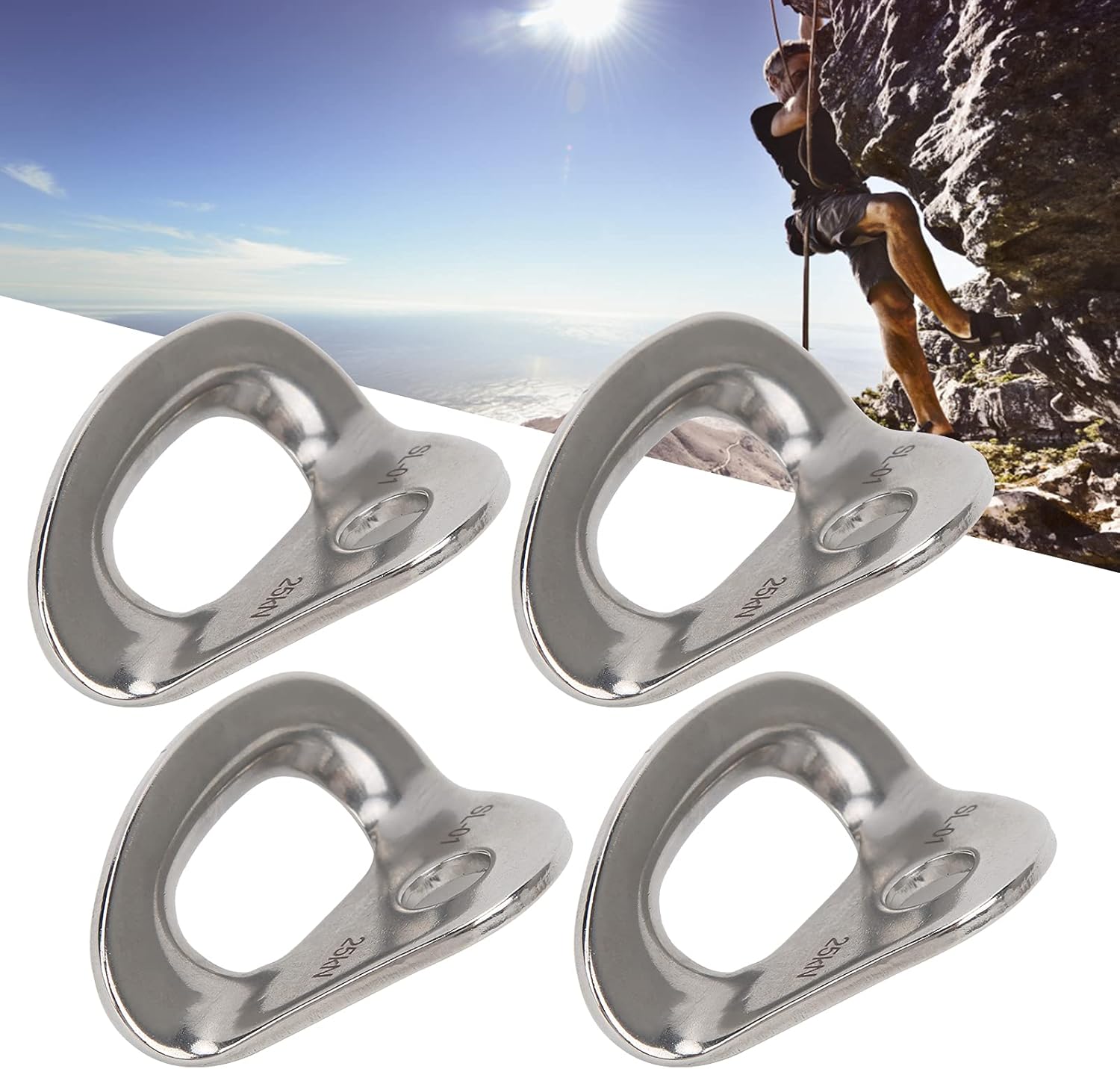 Jssevn-4 Stück Kletterankerplatten, 25 Kn Edelstahlanker Mit Vibrationspolitur Zum Abseilen