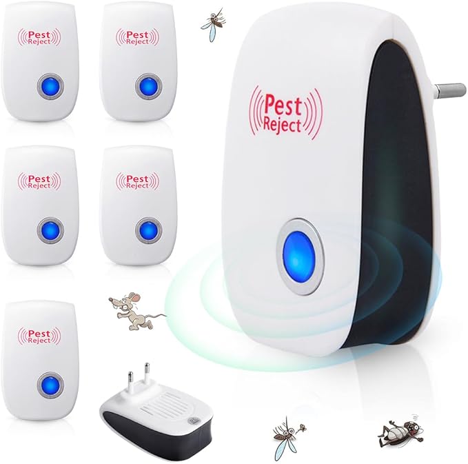 Jssevn Ultraschall-mückenabwehrgerät, Elektronisches Insektenschutzmittel, Abwehrmittel Gegen Mäuse, Ratten, Ameisen, Spinnen Und Mücken – 6er-pack