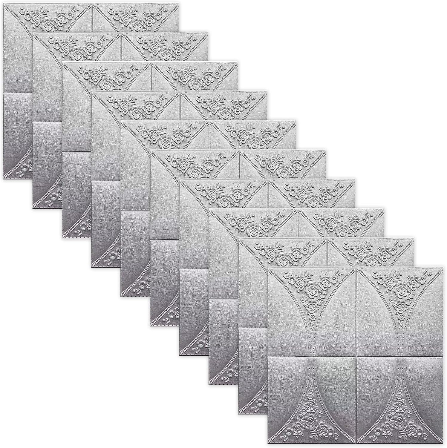 Jssevn - Set Mit 10 3d-schaumstoff-wandaufklebern Für Wohnzimmer, Schlafzimmer, Küche, Schalldicht Und Wasserdicht, Blau (silber)