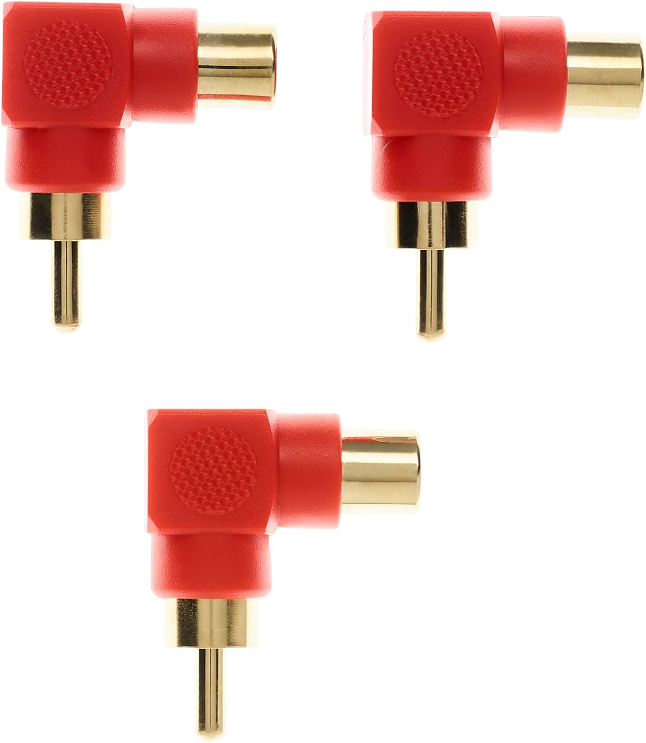 Jssevn 90-grad-rca-adapter, Stecker Auf Buchse (3er-pack) Winkel-cinch-stecker, Vergoldet Für Stereo-audio Oder Av-video (rot)