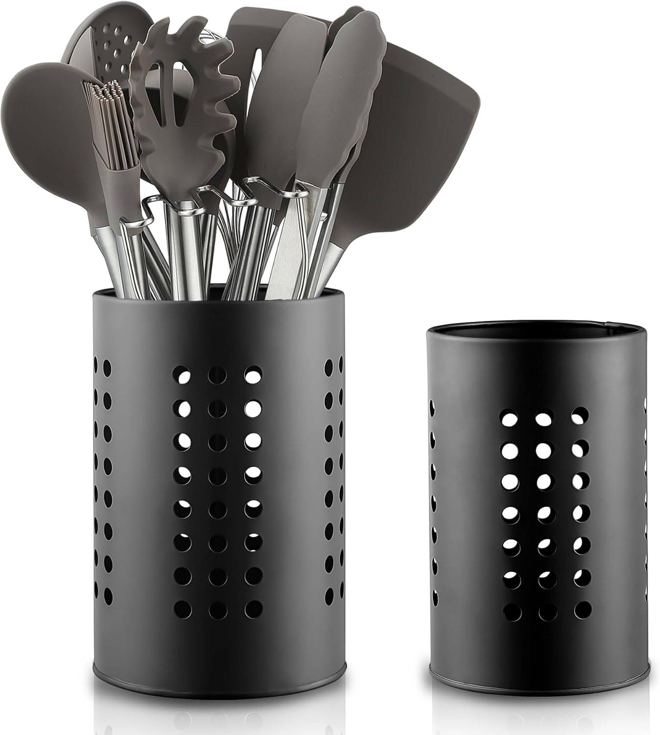 Jssevn 2-teiliges Küchenutensilien-set, Besteckhalter Aus Schwarzem Edelstahl, Küchenarbeitsplatten-organizer