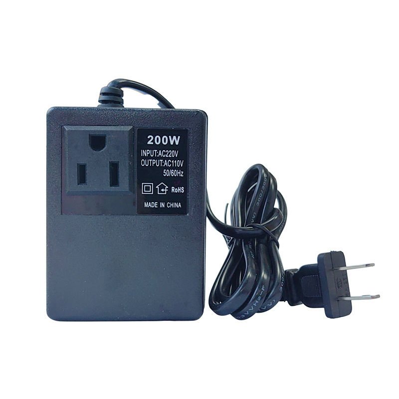 Jssevn Reiseadapter, Schwarzer Spannungswandler 200w Ac 220v Auf 110v Eu-stecker