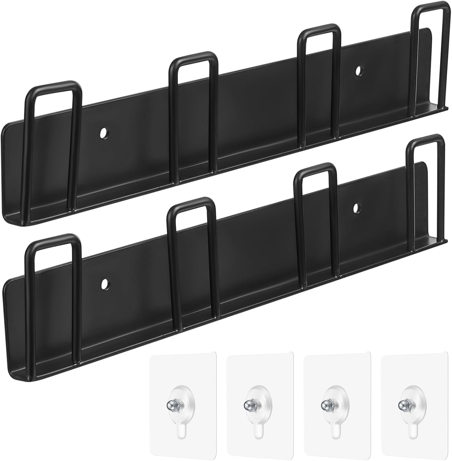 Jssevn-2 Stück Wandmontierter Kaffeetassenhalter, Umgedrehter Haken Und Abtropffläche, Kein Bohren Erforderlich, Aufbewahrungsorganizer Für Die Küchenbar (schwarz)