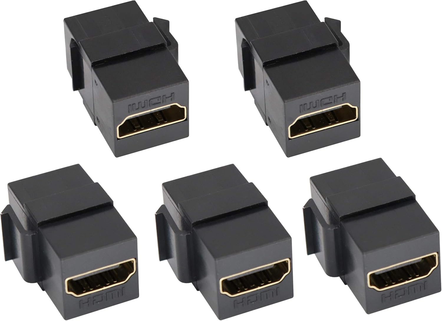 Jssevn-4k Hdmi-anschluss, Vergoldete Hdmi-buchse Auf Hdmi-buchse, 3d 4k 60hz-adapter Für Wanddosen-audio-video-panel (schwarz/5er-pack)