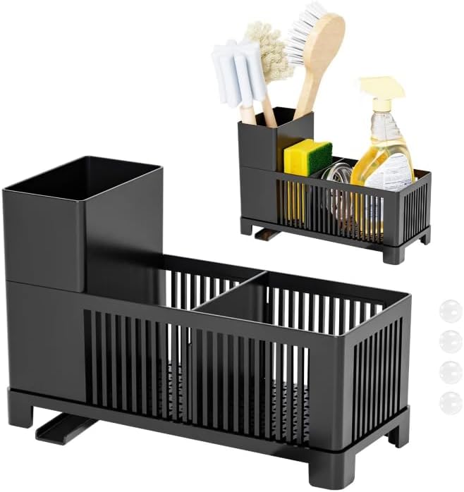 Jssevn Spülbecken-schwammhalter, Schwammorganizer, Kunststoff-spülbecken-organizer Mit Automatischer Abtropfschale