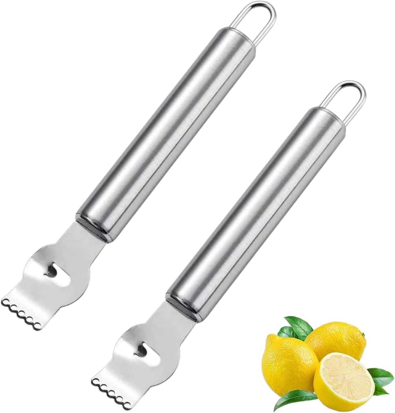 Jssevn 2-teiliges Edelstahl-zitronenschäler-set Mit Haken, Zitronenschäler Und Orangenschale Zum Abreiben Von Zitronenschale Zum Kochen Und Backen
