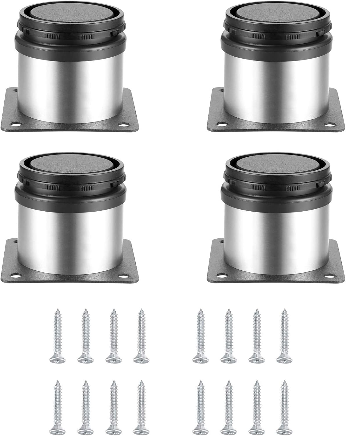 Jssevn-4 Stück Höhenverstellbare Tischbeine Aus Metall, Möbelbeine Für Schränke, Regale, Tische, Edelstahl, (50 X 50 Mm, Silber)