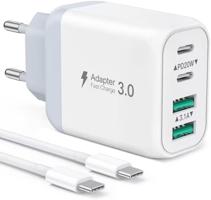 Jssevn 40w Schnellladegerät Typ-c – 4-port Usb-c Pd- Und Qc-netzteil Mit 1 M Kabel – Für Iphone 15-serie, Samsung Galaxy S23