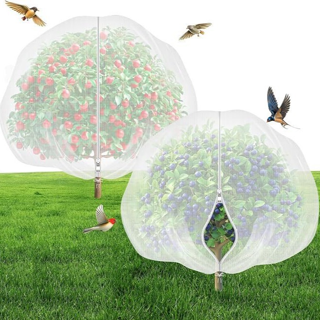 Jssevn-2 Pflanzenschutznetz Mit Kordelzug Und Verschluss, 1,2 M X 1,2 M Insektennetz Für Obstbäume