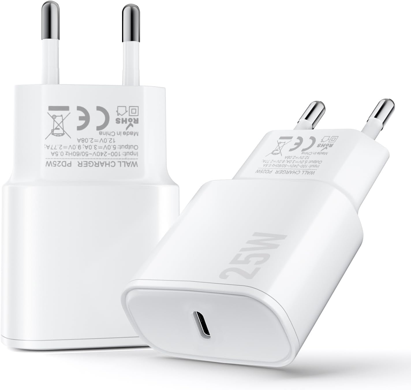 Jssevn Usb-c-ladegerät, 2er-pack, 25-w-schnelllade-usb-c-netzteil Für Iphone 17, 16, 15, 14, 13, 12, 11 Pro Max, Xr Und Xs