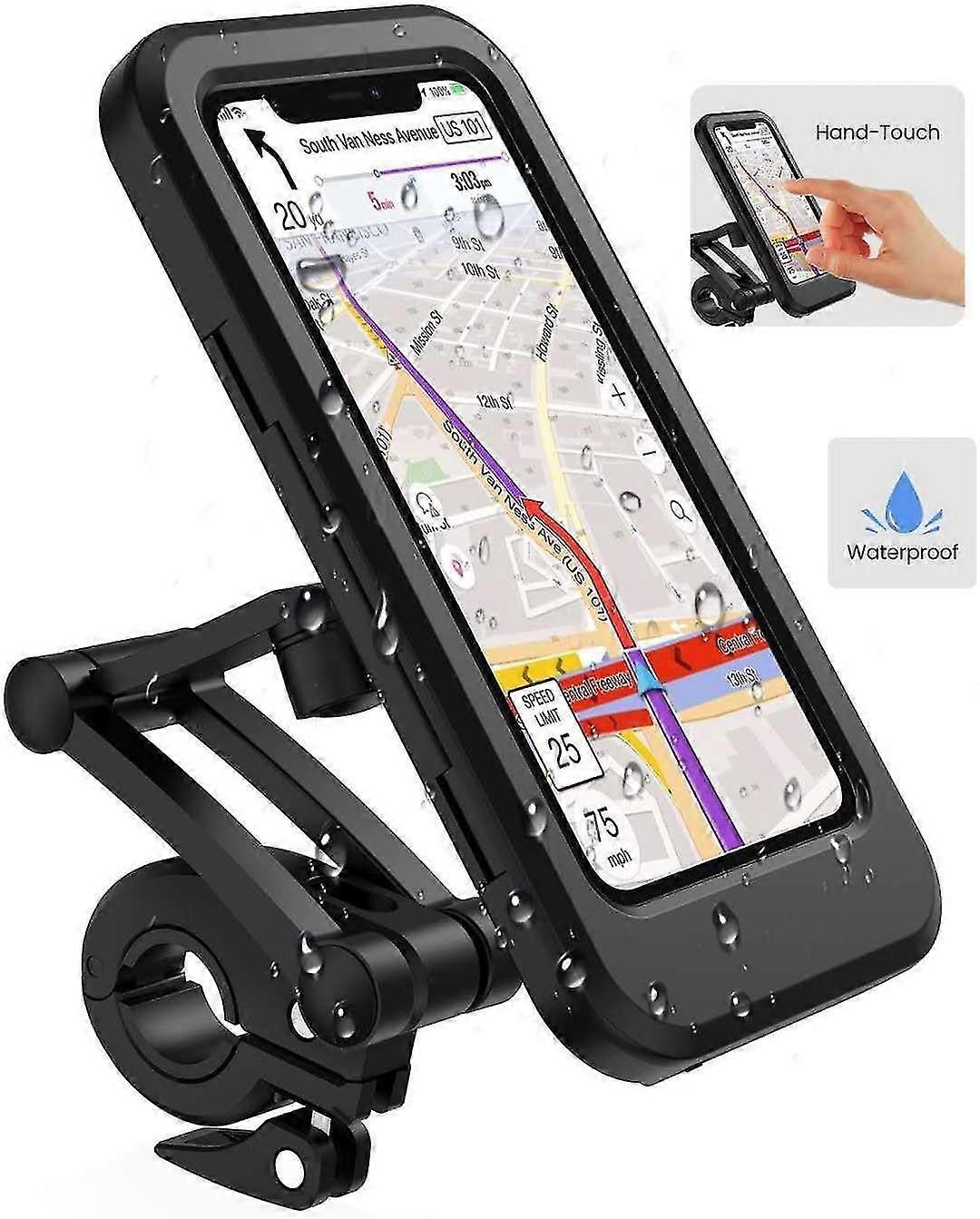 Kinzon Motorrad-handyhalterung, Wasserdichte Fahrrad-handyhalterung, 360°-smartphone-halterung Für Motorräder Und Roller Mit Regenschutz