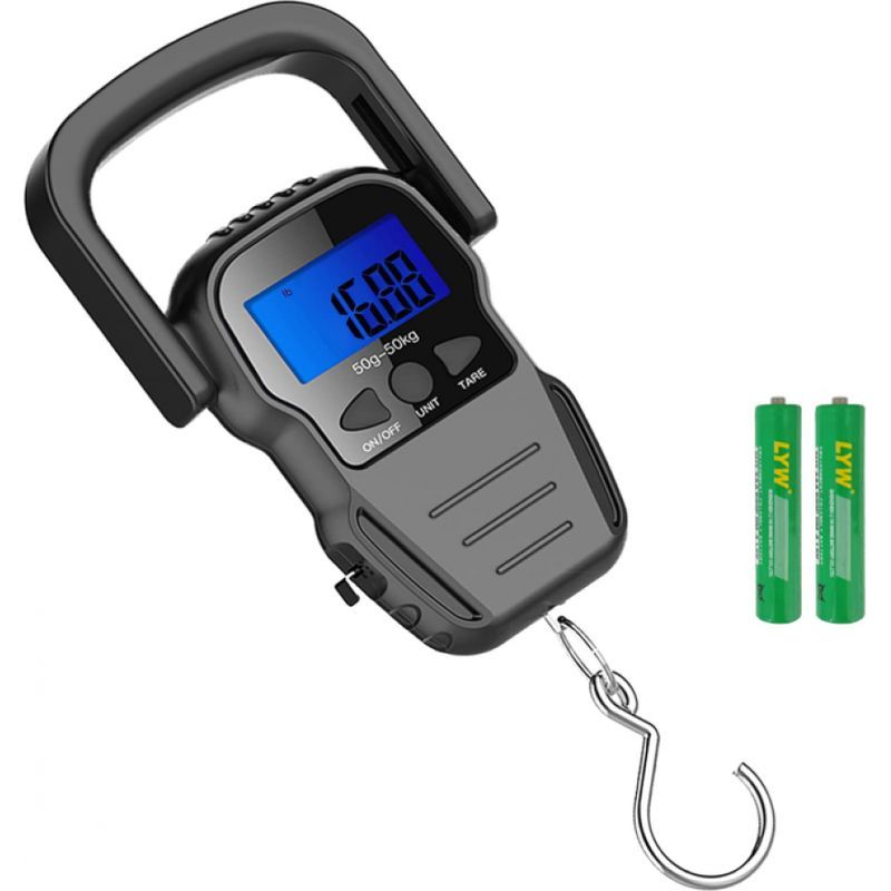 Elektronische Gepäckwaage Mit Hintergrundbeleuchtetem Lcd-bildschirm Für Reisen, Angeln Und Bogenschießen, Wasserdichte Tasche, Maßband (batterien Enthalten)