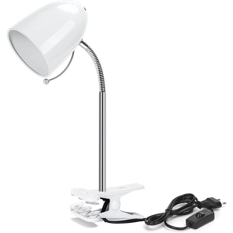 Retro-klemmleuchte, Schreibtischklemme, Leuchtmittel Nicht Enthalten, Kompatibel Mit E27-led-lampen, Flexibler Metallarm, Kabel Mit Schalter, Leselampe Fürs Bett, Klemmleuchte