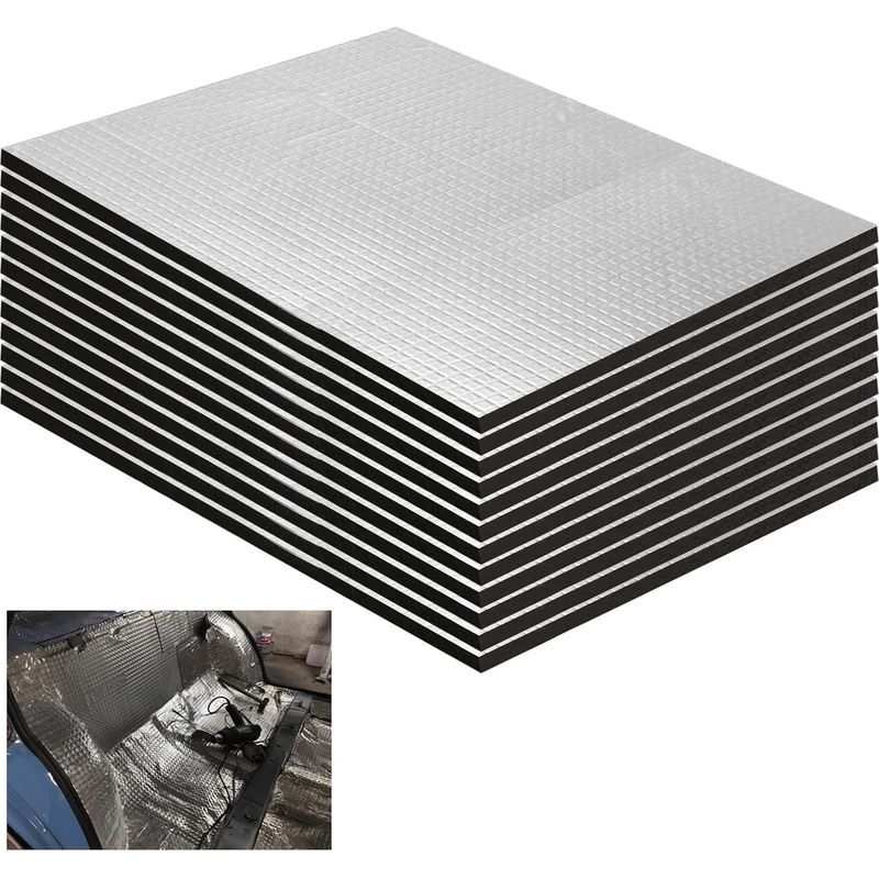 12 Stück Akustikdämmmatten 250 X 180 X 5 Mm Selbstklebende Autofußmatten Schalldämmmatten Für Autos Wasserdicht Und Feuerhemmend