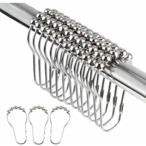 36 Duschringe Aus Edelstahl Mit Kugellager-gleitsystem Für Die Duschstange.