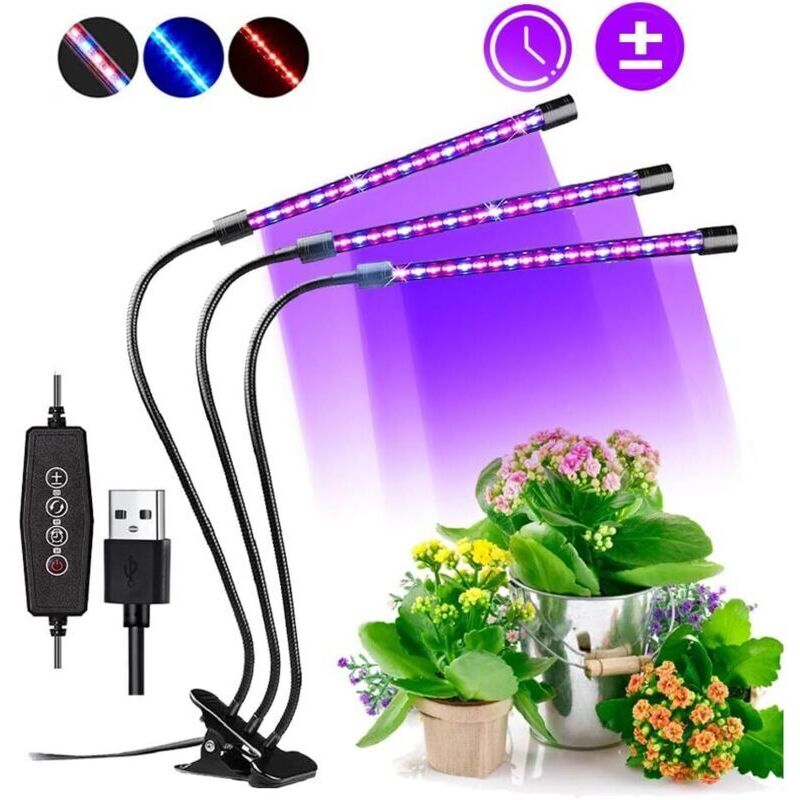 Einstellbare 60-led-vollspektrum-pflanzenlampe – 3 Lichtmodi – 3/6/12-stunden-timer – Zum Anklemmen Mit Automatischer Ein-/ausschaltfunktion
